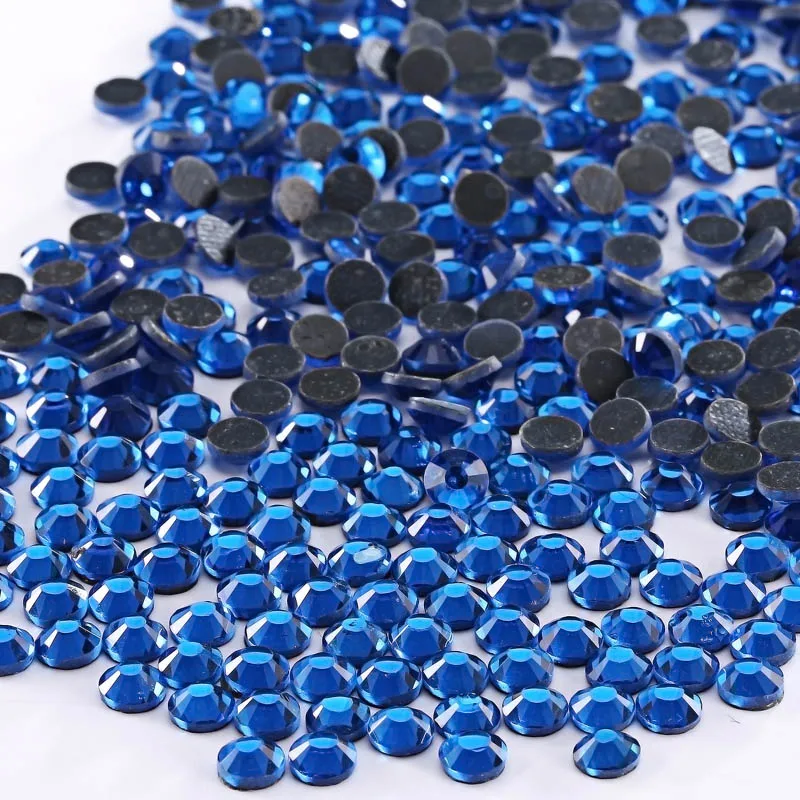 Capri blue Все размеры горячей фиксации Стразы Flatback кристалл страз для одежды ремесла DIY Украшения - Цвет: Capri blue