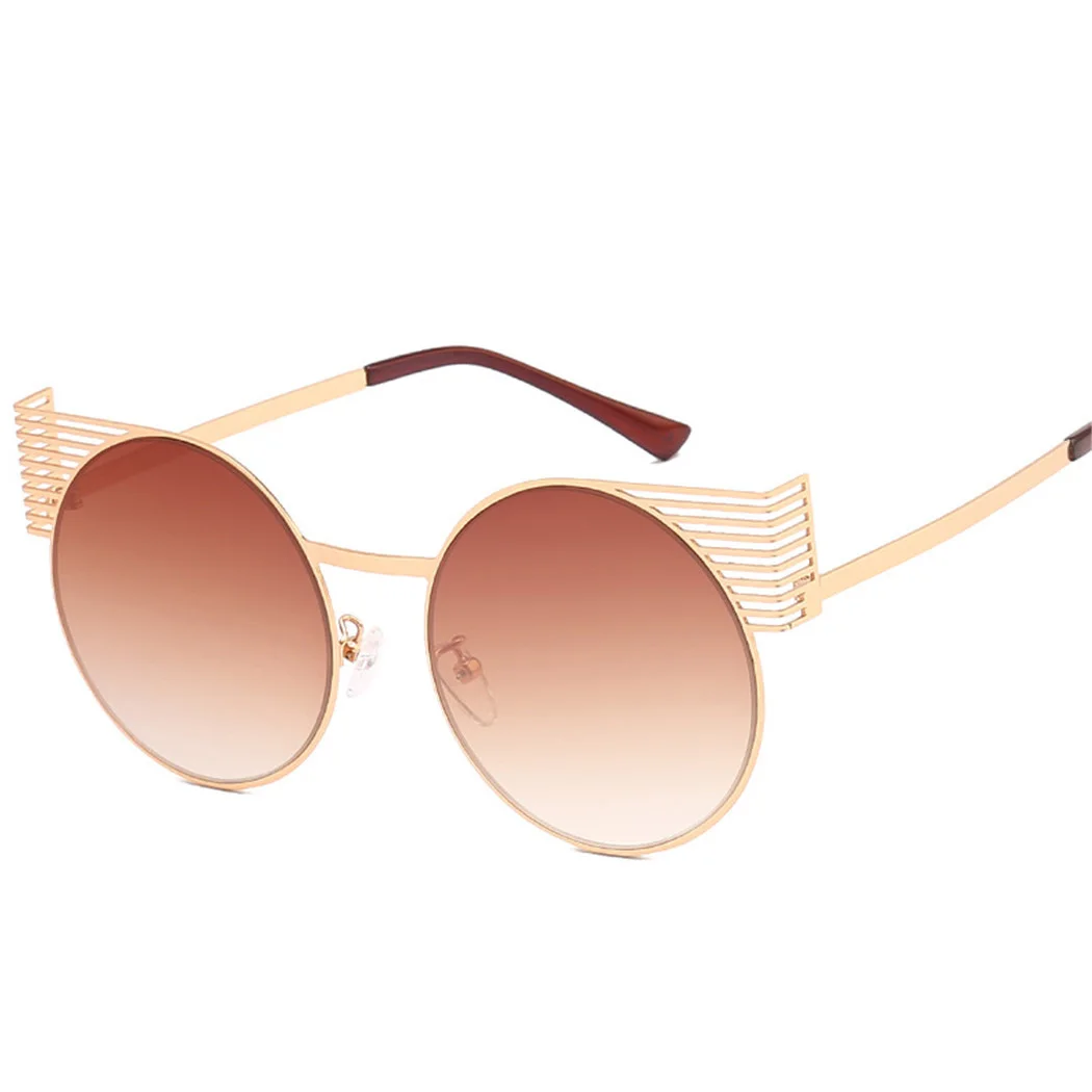 Wo Мужская мода ретро шарнир металлический каркас солнцезащитные очки круглые