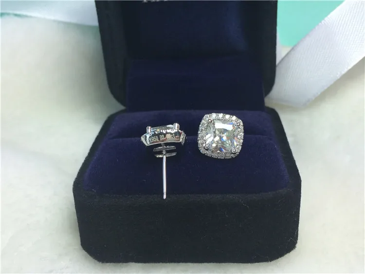 6*6 мм 1Ct/каждая подушка серьги из стерлингового серебра 925 пробы Серьги для женщин
