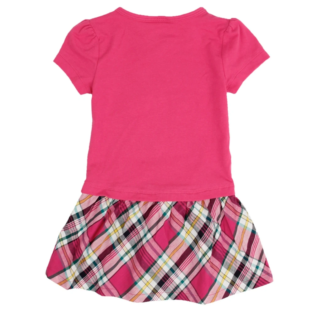 JUXINSU Summer Baby Girls Short Sleeve Dresses Cartoon Print Plaid Dress for 1-6 Years | Детская одежда и обувь