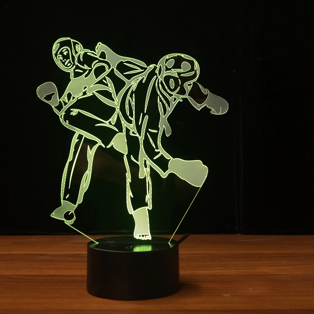 Тхэквондо 7 меняющихся цветов 3d иллюзия ночник светодиодный лампа для