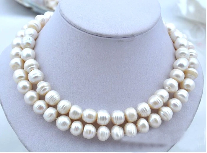

Wedding Woman Jewelry 88cm 12-15mm White Baroque Read Pearl Necklace Natural Freshwater Pearl Handmade