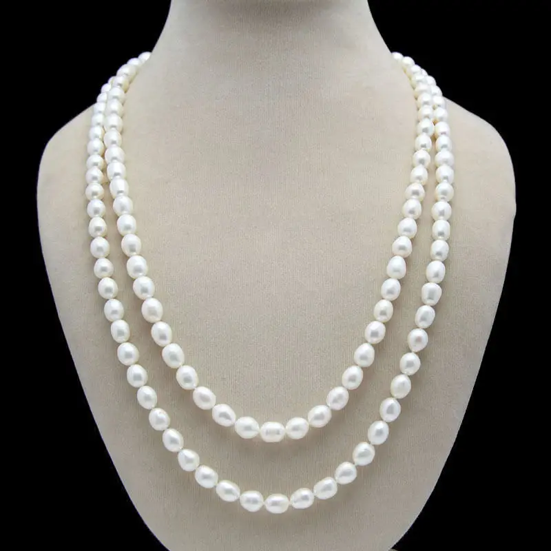 

Women Gift word Love real AA 8-9mm White pink oval Cultured Pearl length freshwater Necklace 6. -jewelry