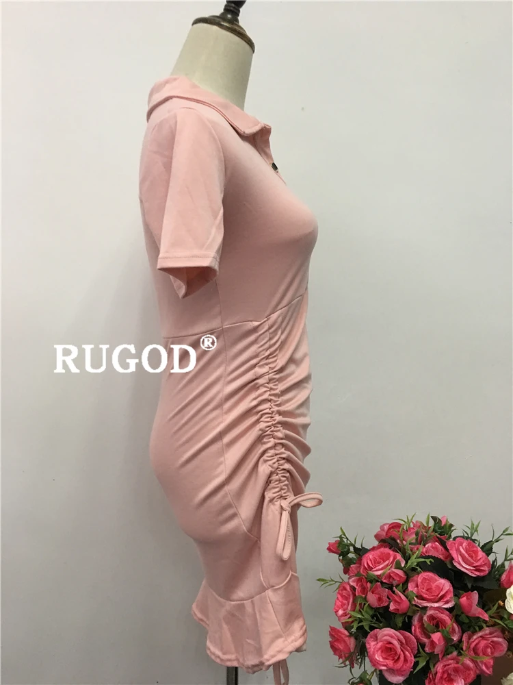 RUGOD корейский шик Туника женское платье элегантный отложной воротник Suckin офисные женские платья модные платья vestidos verano