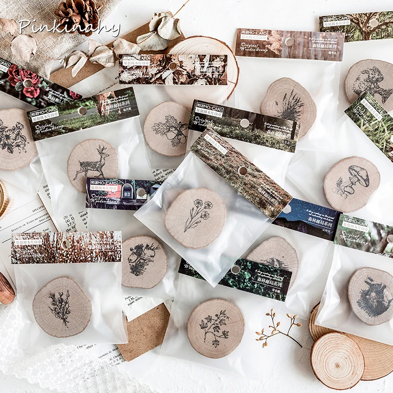 Ретро лес животное гриб листья украшения штамп деревянные и резиновые штампы для