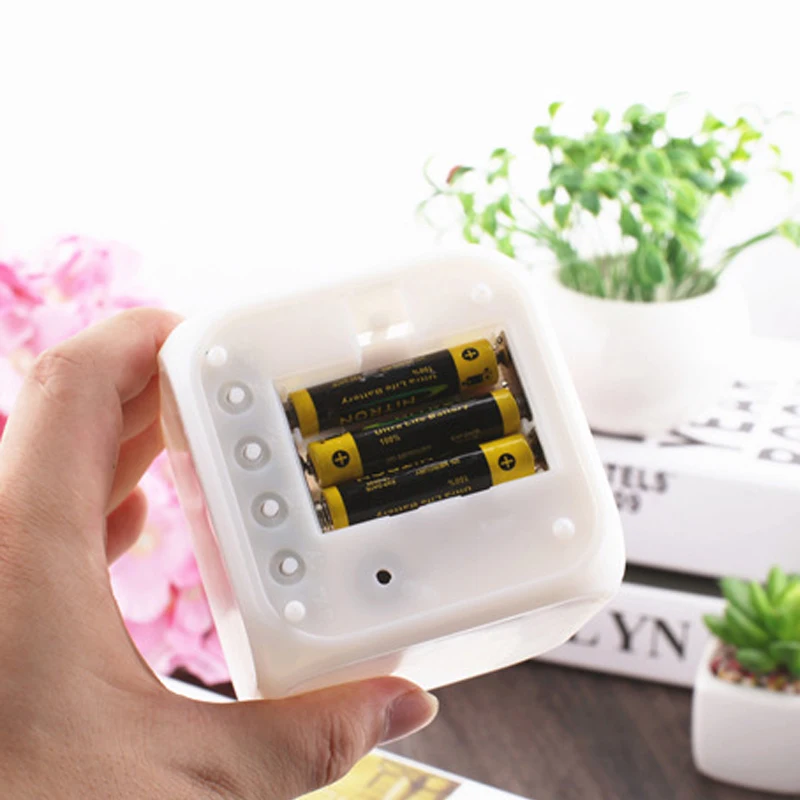 7 цветов светящийся будильник цифровые часы термометр куб светодиодные