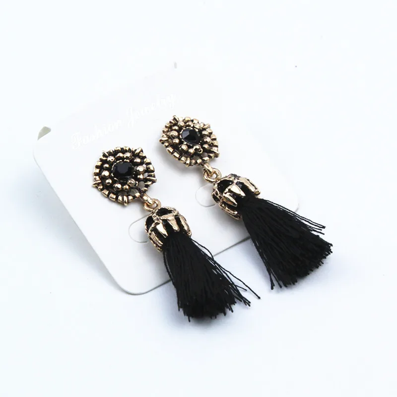 2017 мода Винтаж в виде капли горного хрусталя Дамское Платье Длинные серьги с