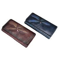 8pcs lot new genuine cowskin wallet for women butterfly pattern long purse vintage clutch wallet high quality ladies money bag