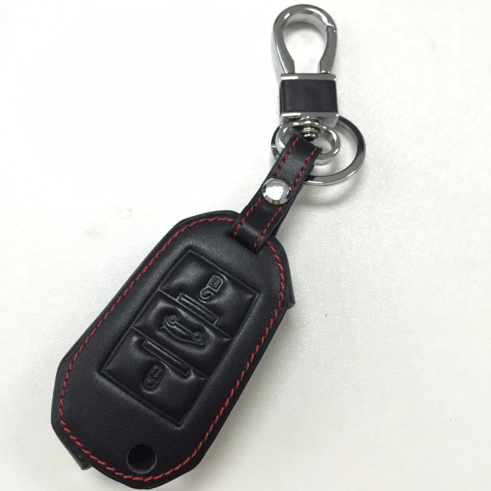 High quality Leather Car Key Cover Case For Peugeot 2008 308 3008 508 4008 408 with logo genuine leather Auto Accessories | Автомобили и