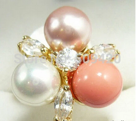 Кольцо zcd 320 + +&gt Белый Розовый Жемчужный коралл|golden ring|pearl pinkring ring |