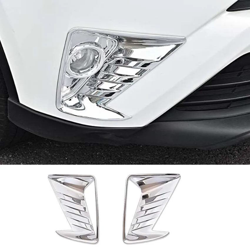 

Fit For Toyota RAV4 2016 2017 2018 Car Front Fog Light Lamp Cover Stickers Molding Bezel Styling Chrome ABS Accessories 2pcs/set