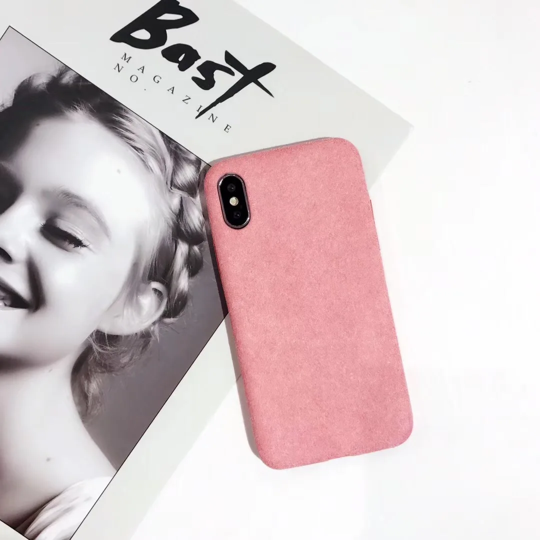 Простые однотонные Зимние теплые плюшевые чехлы для телефонов iPhone 6 S 7 8 Plus