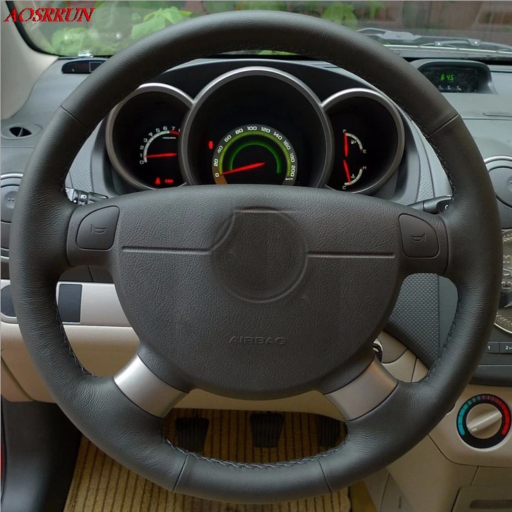 Натуральная кожа чехол рулевого колеса автомобиля аксессуары для Chevrolet Lova Aveo Spark Daewoo Gentra 2013- Daewoo Lacetti