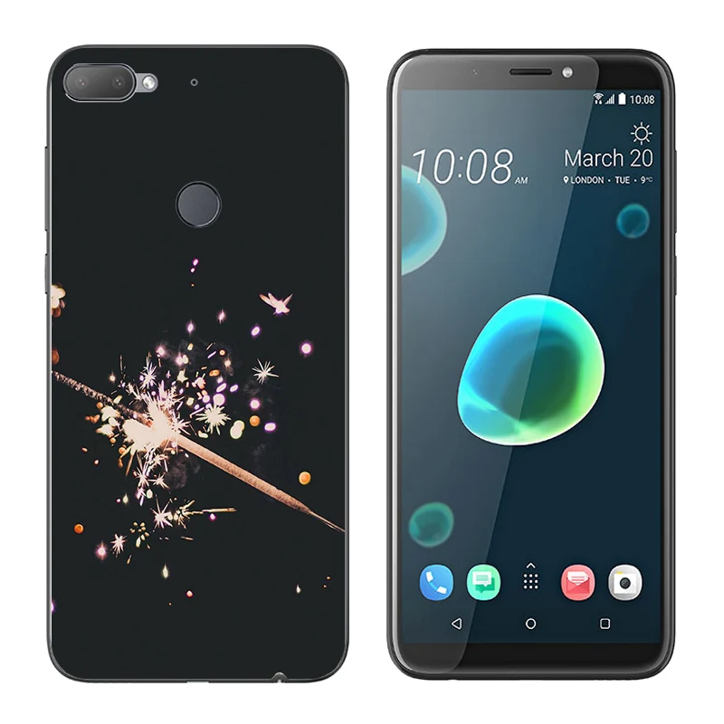 6.0inch for HTC Desire 12 Plus Clear Silicon 12+ Full Protective Shell Triangle Printing Luxury TPU Phone Case |