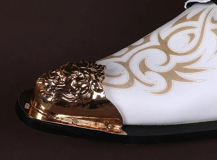 Новинка; мужская белая Роскошная обувь ручной работы в джентльменском стиле; модная обувь золотистого цвета на выпускной вечер и банкет; Мужские модельные туфли; мужская обувь на плоской подошве