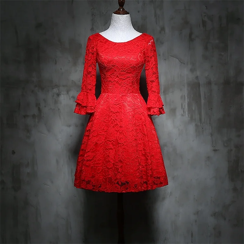 Новинка 2017 вечерние платья с длинным рукавом красное платье невесты элегантное