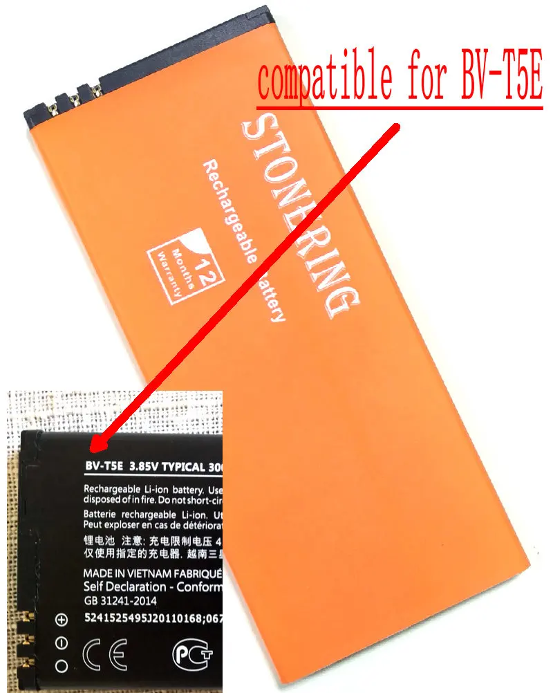 STONERING 3000 мАч Батарея BV T5E BVT5E для Nokia Microsoft Lumia 950 RM 1106 1104 110 чехол