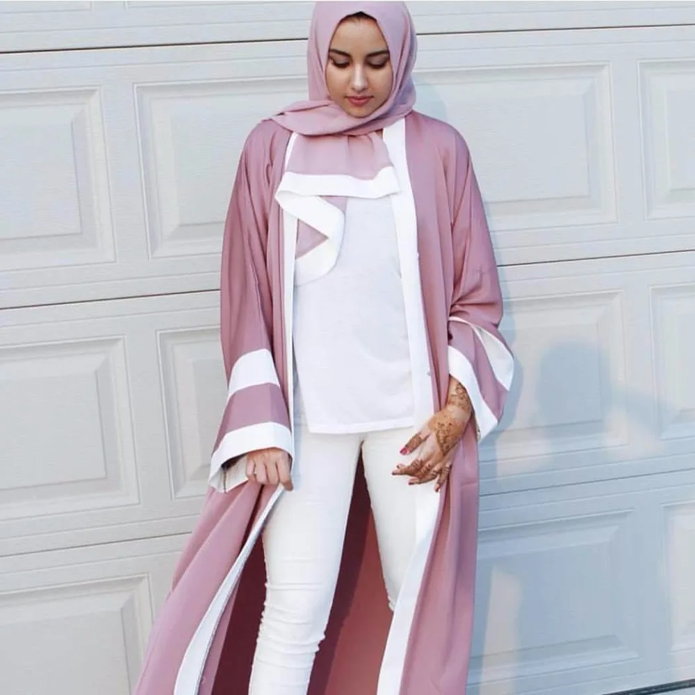 Мусульманское Полосатое платье Abaya хиджаб туника кардиган длинный халат кимоно