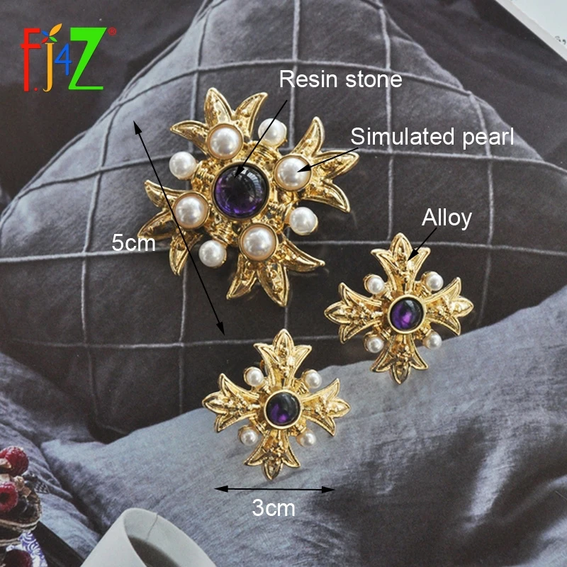 F. J4Z Новая мода, антикварные броши, новая смола, камень, искусственный жемчуг, женские булавки, женские массивные ювелирные изделия для костюма, брошь