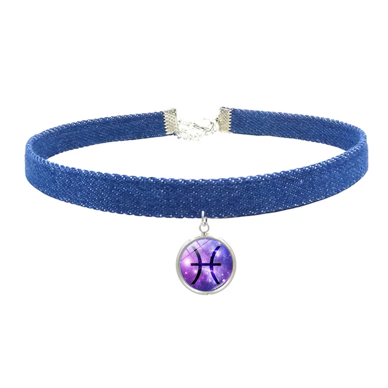 2018 Новая мода 12 Созвездие Цепочки и ожерелья зодиака Стекло кабошон ювелирных