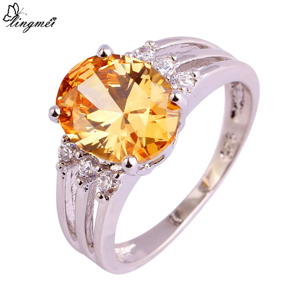 Lingmei оптовая продажа модные новые женские Morganite & Белый Серебряные Цвет кольцо