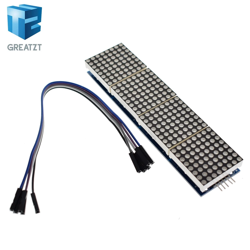 1pcs MAX7219 Dot Matrix Module For Arduino Microcontroller 4 In One Display with 5P Line|max7219 dot matrix module|module for arduinomodule max7219 |