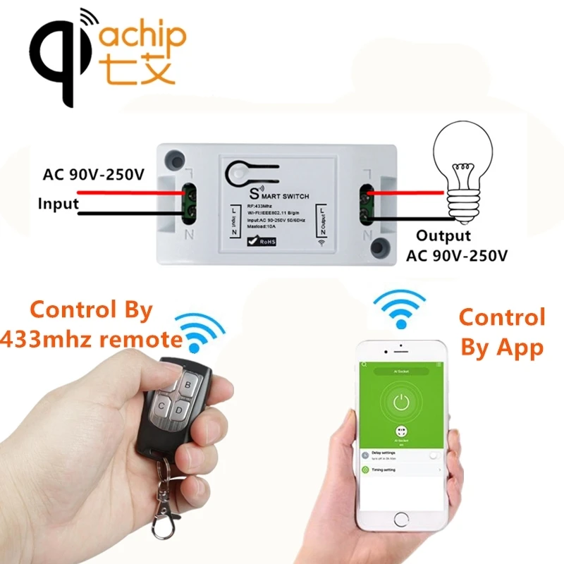 Wi Fi Smart Switch 433 мГц Беспроводной RF приемник Умный дом модуль 110 V 220 пульт