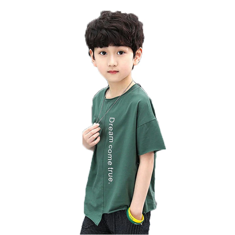 Boy T Shirts For Children Summer Cotton Kids T-shirt 2019 Casual Letter Print O-neck Tops 4-9 Years Autumn Boys Tshirts | Мать и ребенок