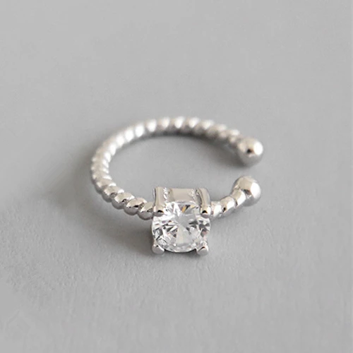 White Серьги из стерлингового серебра 925 пробы,, черный, белый, кубический цирконий, клипсы для женщин, модная Кафа для уха, клипсы на серьги, ювелирные изделия - Окраска металла: White