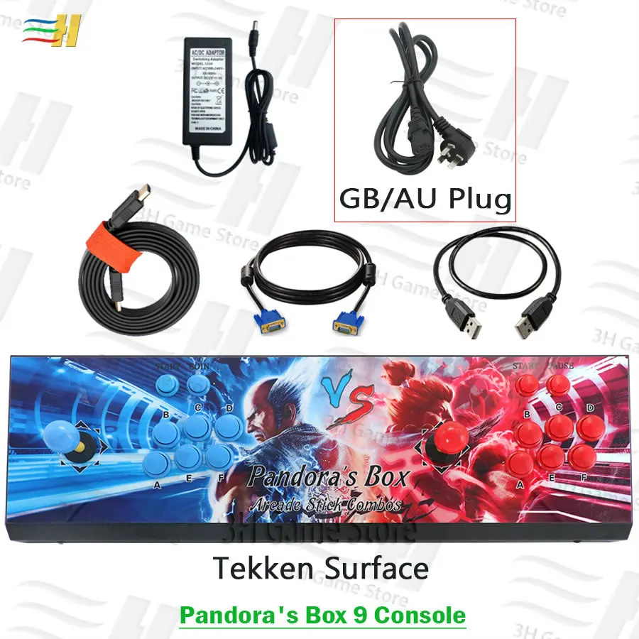 PB9 tekken GB plug Pandora Box 9 1500 В 1 аркадная игровая консоль 2 игрока джойстик кнопки консоль HDMI VGA usb джойстик для ПК ps3 ТВ 5S 6s pacman - Цвет: PB9 tekken GB plug