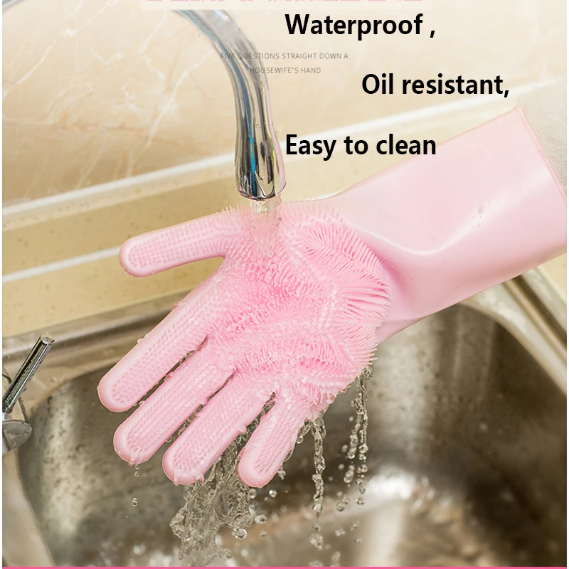 Magic Silicone Dish Washing Gloves Kitchen Accessories Dishwashing Glove Household Tools for Cleaning Car Pet Brush |