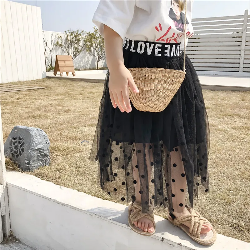 Новое поступление 2019 года летняя хлопковая юбка в горошек с буквенным принтом