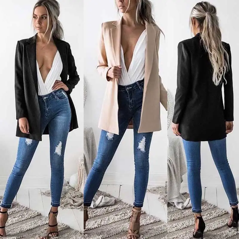 

Fashion Women Ladies Long Sleeve Cardigan Casual Suit Jacket Coat Solid Outwear