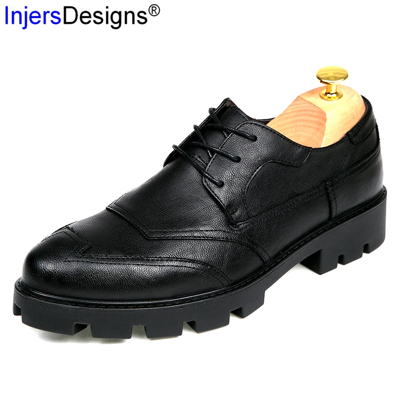 

Brand Fashion Men Hairstylist Shoes Lace-Up Casual Leather Shoes Heightening 6cm Soft Moccasins Work Shoes Men Size38-44 Zapatos