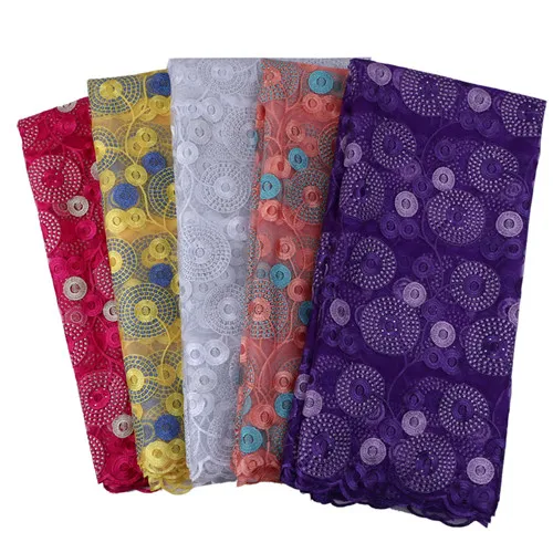High quality Free shipping big swiss voile lace fabric 5 yards Swiss African dry cotton for making dress | Дом и сад