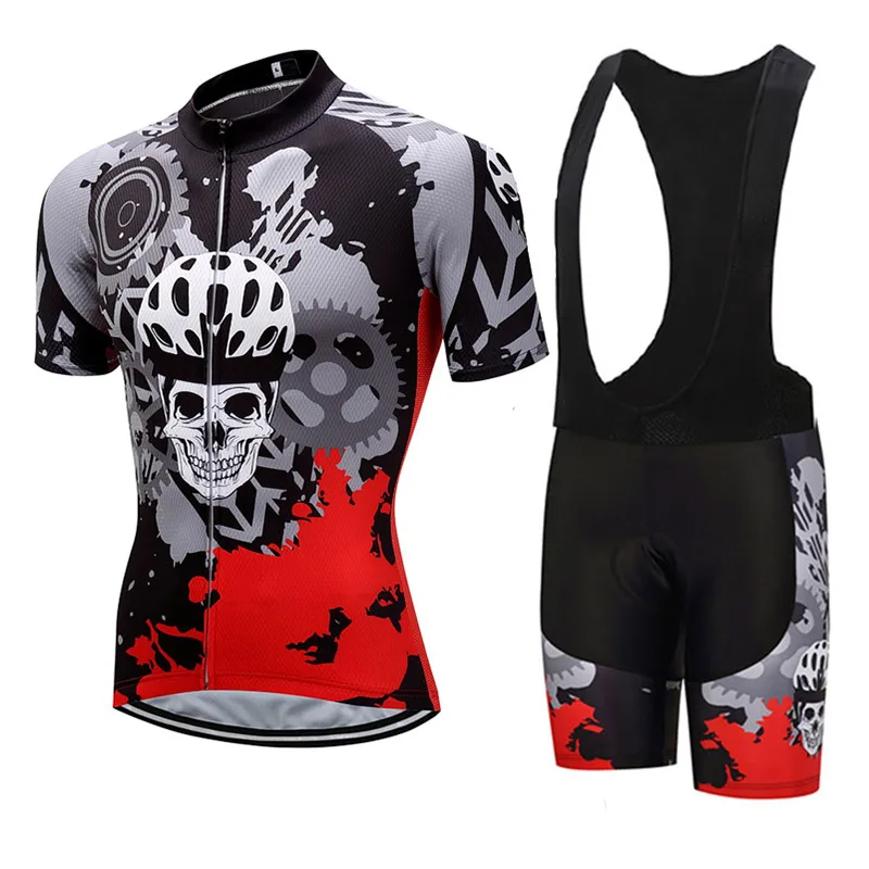 Jersey and bib pant Crossrider, летняя мужская одежда для велоспорта с коротким рукавом и черепом, Майо, Ropa Ciclismo, одежда для велоспорта - Цвет: Jersey and bib pant