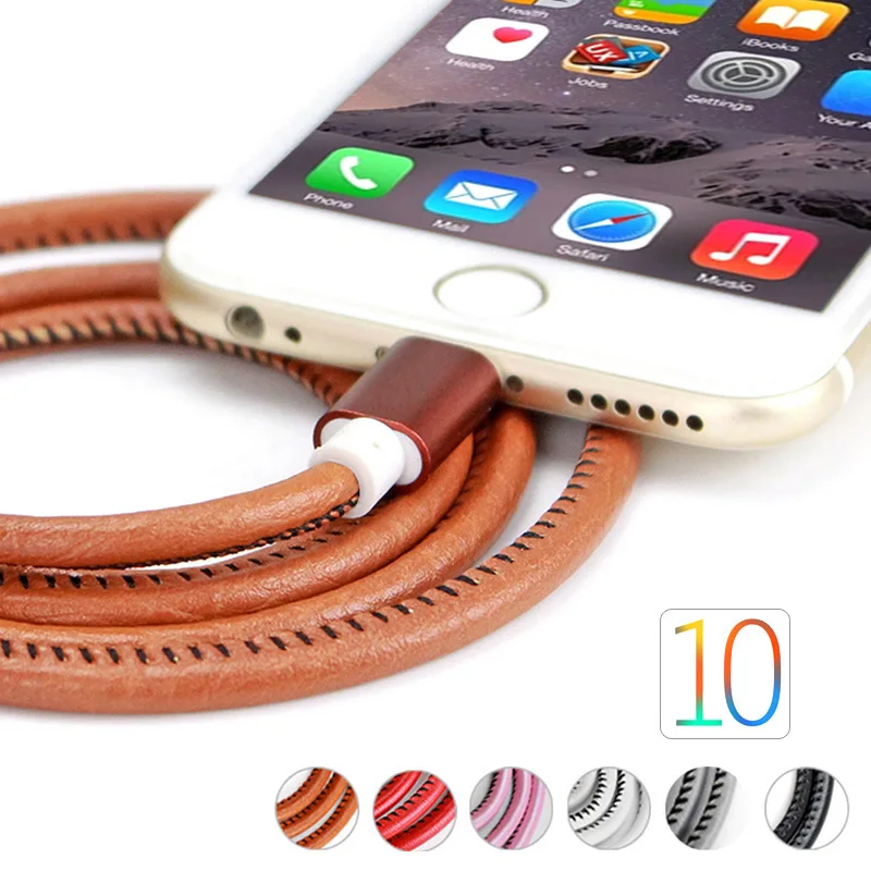 USB Cables for Iphone X 8 7 6 Plus 6s 5 5s Se Ipad 2 Mini 1M Fashion PU Leather Braided USB Cable Fast Charging Cables