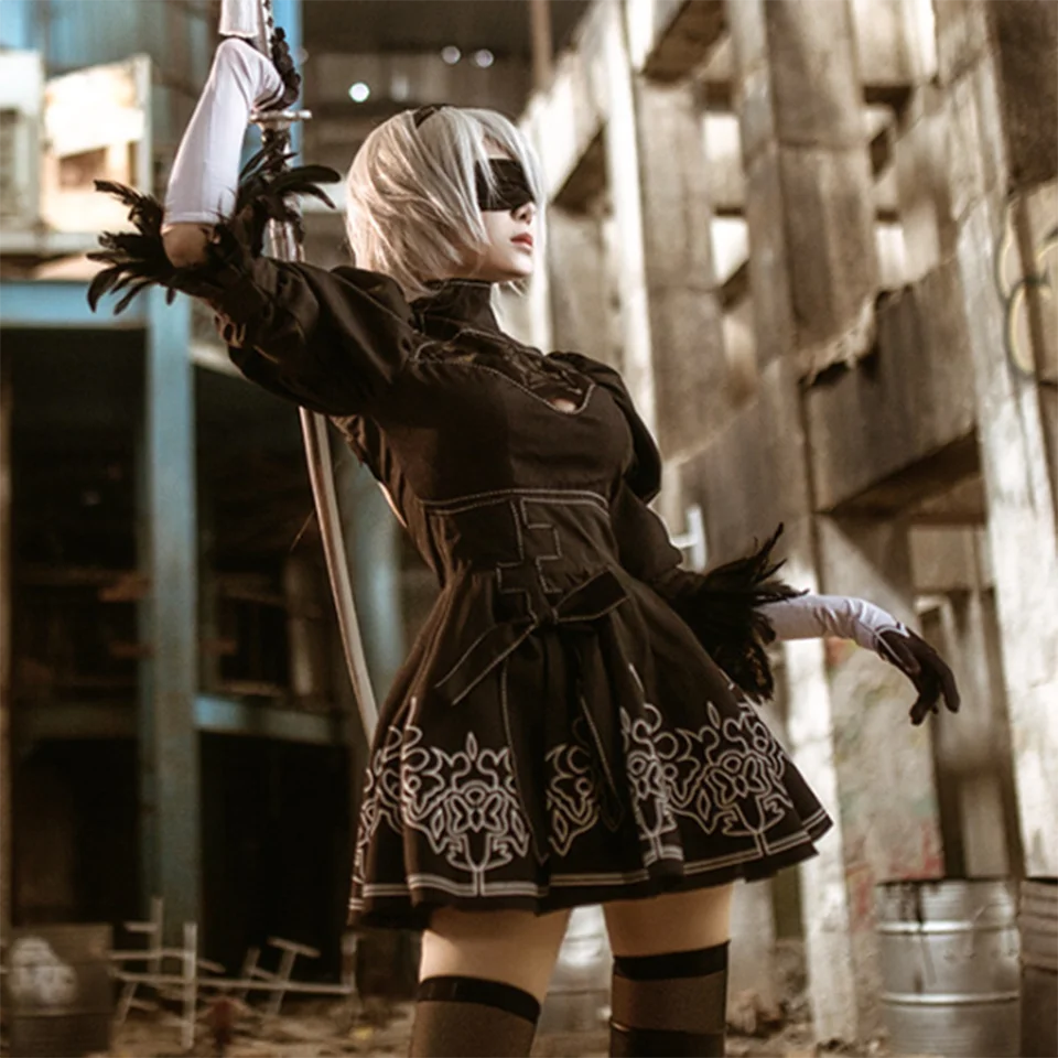 MQUPIN NieR: Automata 2B YoRHa NO.2 Тип B платье героини униформа наряд игры костюмы для косплея| |