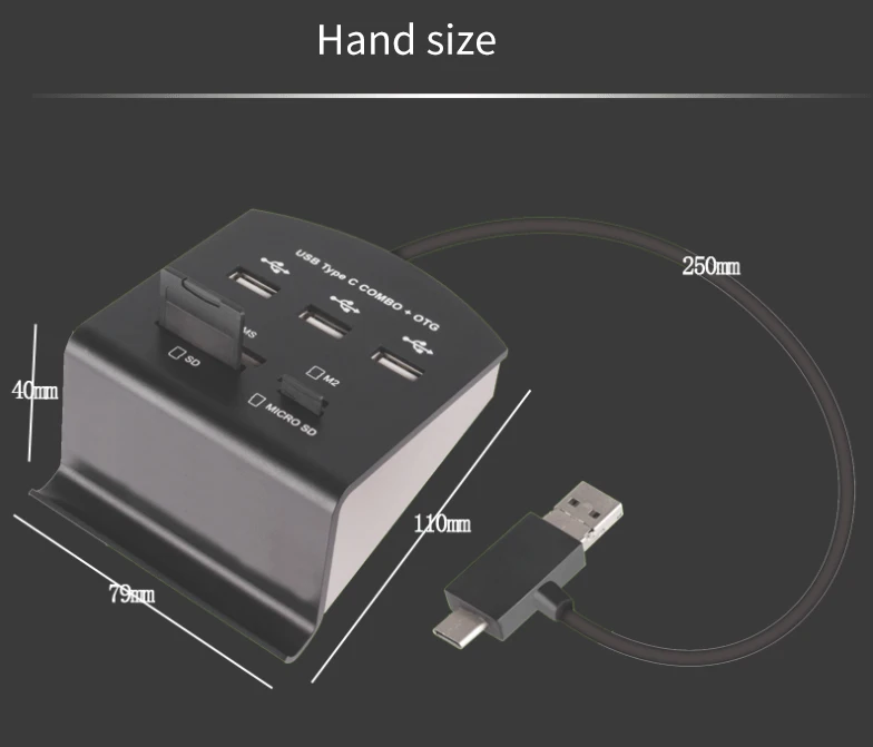 Тип-c usb hub+ мульти-функция «Три в одном» 7-портовый комбо умная скобка usb 2,0 концентратор мобильный телефон OTG