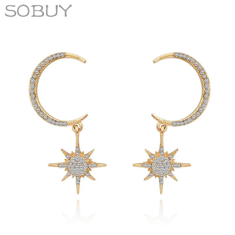 SOBUY 1 пара Элегантный цвета: золотистый серебристый цвет Moon Серьги для женщин