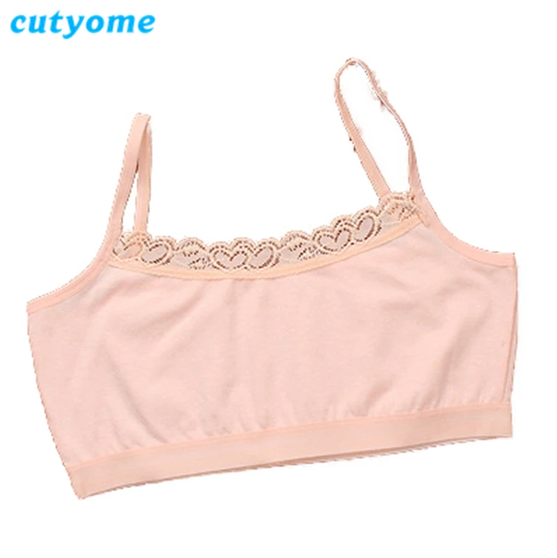 Sujetador para ni&ntilde;as adolescentes, camisola, ropa interior para ni&ntilde;os, modelo de algod&oacute;n puro, Color s&oacute;lido, encaje, chaleco para ni&ntilde;os peque&ntilde;os, Sujetadores, Ropa interior para ni&ntilde;os-3