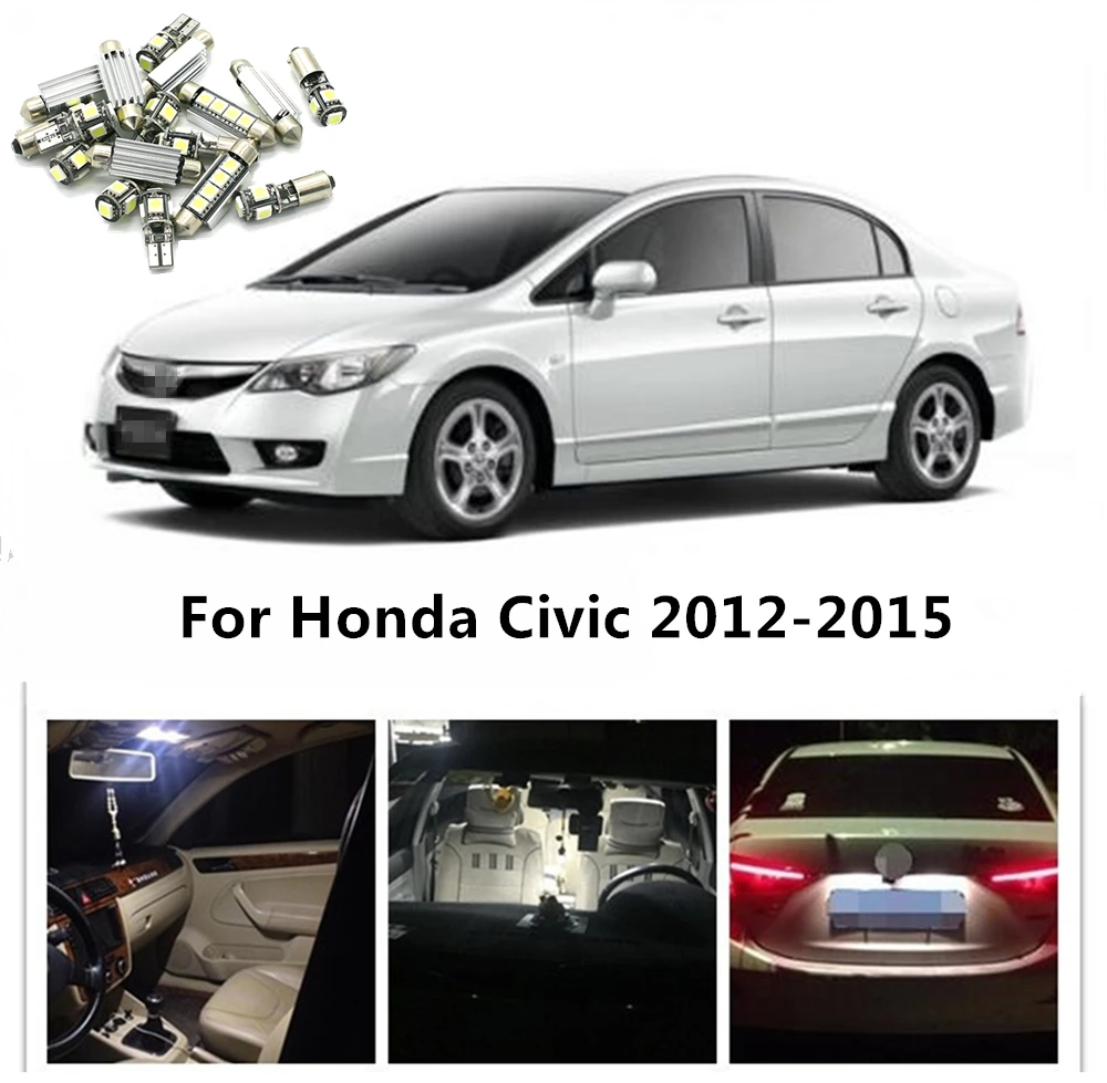LOAUT 11 шт. Светодиодные белые карты купол номерной знак лампочки для Honda Civic 2012 2015