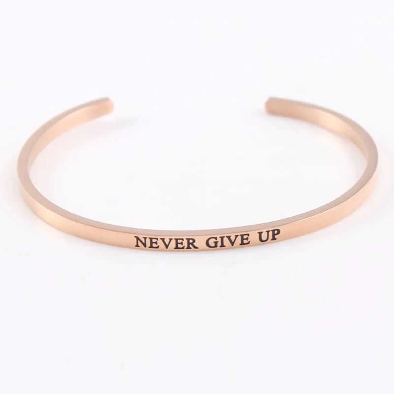 Rose Gold To The Moon And Back 316L Stainless Steel Bangle Engraved Inspirational Quote Cuff Mantra Bracelet for Women | Украшения и