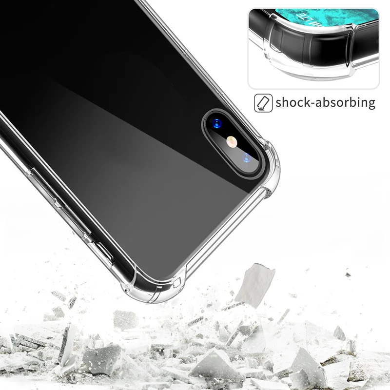 Ультра тонкий мягкий чехол для iPhone X 6 S плюс 7 8 прозрачный антидетонационных
