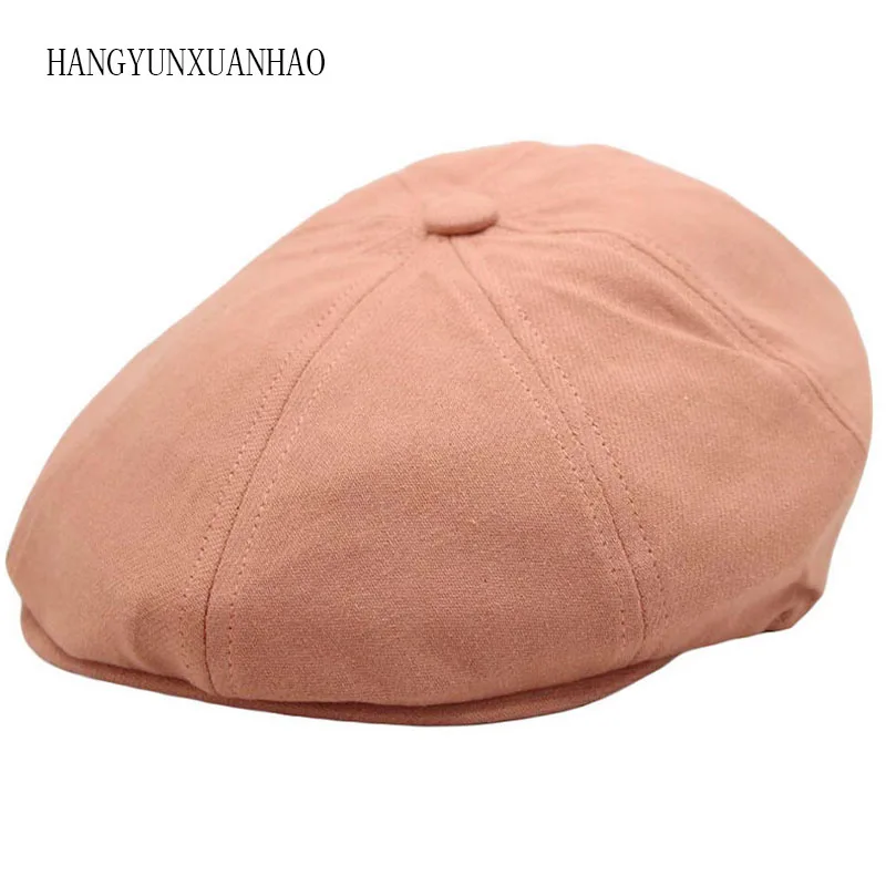 

Cotton Newsboy Cap Men Women Octagonal Hat Navy Solid Spring Vintage Newspaper Caps 2019 New Korean Painters Beret