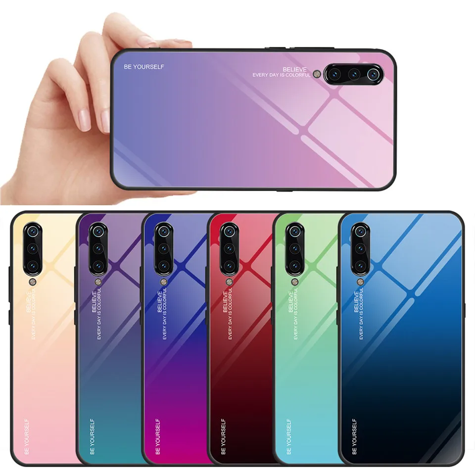 Градиентный чехол из закаленного стекла для Xiaomi Redmi Note 7 5 6 Pro 6A Mi 8 A2 Lite A1 Mi8 Mi6X Mi5X