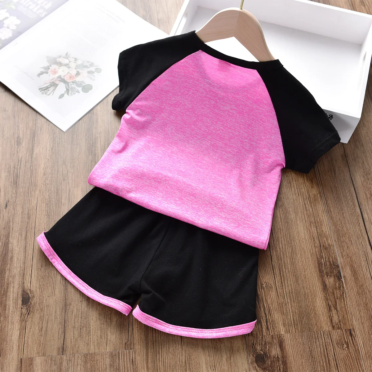 Pink Fashion Children's Sports Sets New Summer Casual Short-sleeved T-shirt Girls and Boys Clothing | Детская одежда и обувь