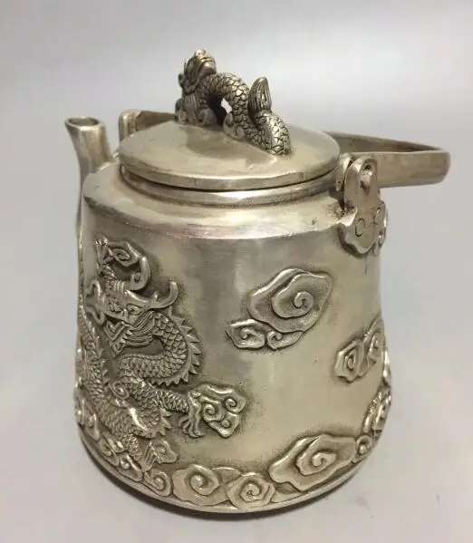 Коллекционный чайник из белой меди с драконом | Дом и сад