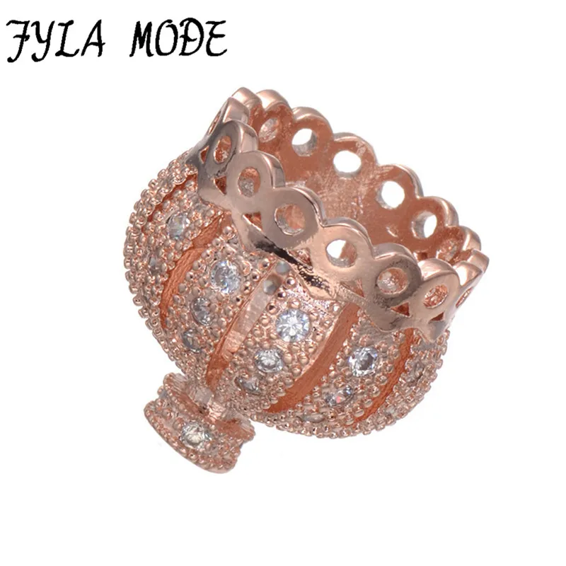 Fyla Mode Корона Циркон разделительные бусины Подвески Микро Проложить