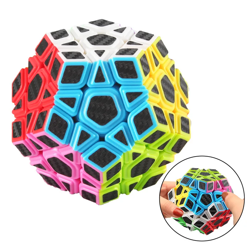 TXTWHY углеродного волокна Megaminx Скорость Куб 3x3x3 Dodecahedron Головоломка Куб игрушки для детей Прямая - Цвет: Многоцветный